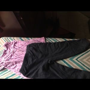 Two set purple top and jean tights